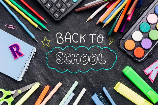 Free Flat Lay Back To School With Colourful Supplies Psd