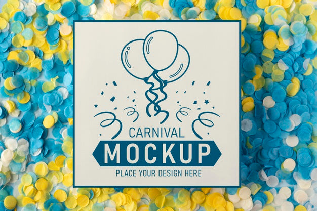 Free Flat Lay Card Mock-Up With Confetti Psd