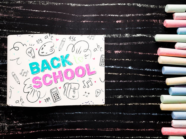 Free Flat Lay Chalk On Blackboard Mock-Up Psd