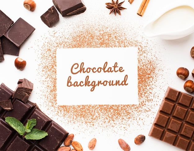 Free Flat Lay Chocolate Powder Background Mock-Up Psd