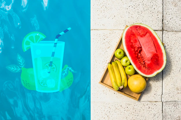 Free Flat Lay Copyspace Mockup At Swimming Pool Psd