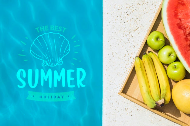 Free Flat Lay Copyspace Mockup At Swimming Pool Psd