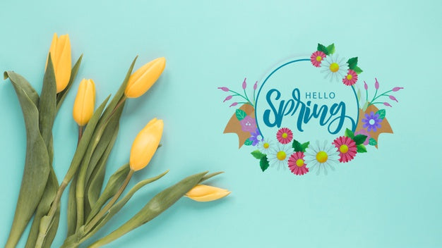 Free Flat Lay Copyspace Mockup For Spring Psd