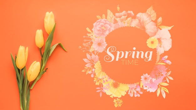 Free Flat Lay Copyspace Mockup For Spring Psd