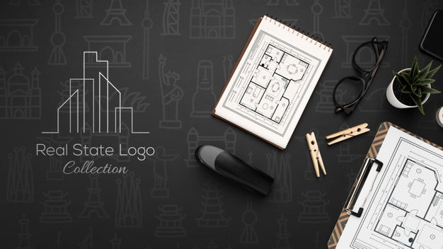 Free Flat Lay Dark Desk Assortment Psd