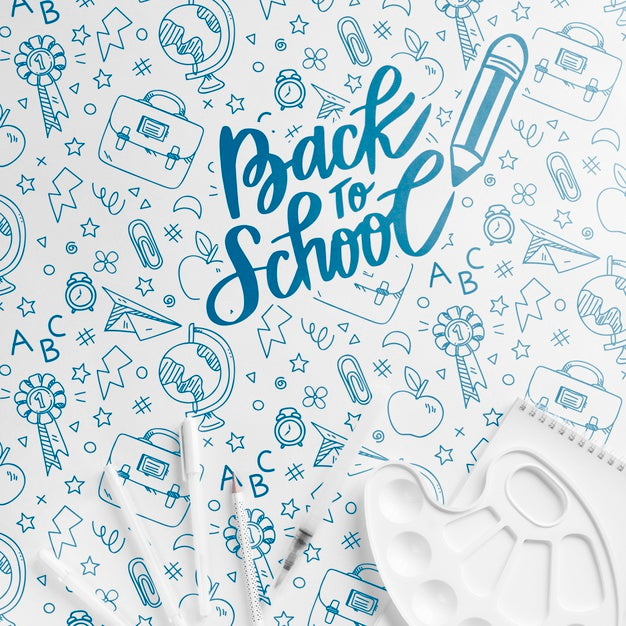 Free Flat Lay First Day Of School Event With Painting Palette Psd