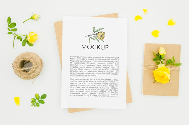 Free Flat Lay Flower Shop Botanical Mock-Up Psd