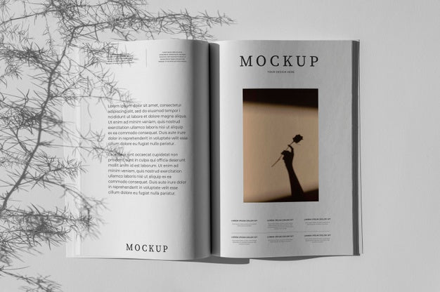 Free Flat Lay Nature Magazine Cover Mock-Up With Leaves Assortment Psd