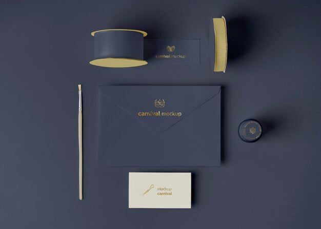 Free Flat Lay Of Carnival Invitation In Envelope With Tape And Paint Brush Psd