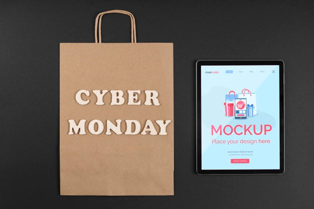 Free Flat Lay Of Cyber Monday Concept Mock-Up Psd