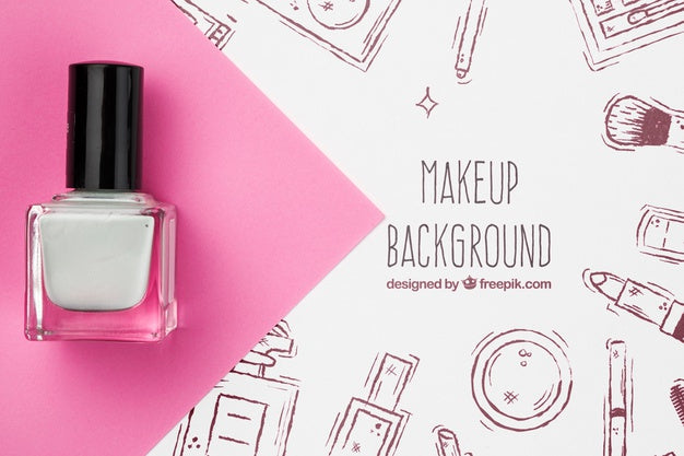 Free Flat Lay Of Gray Nail Polish Mock-Up Psd