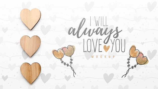 Free Flat Lay Of Hearts And Heart-Shaped Balloons Psd