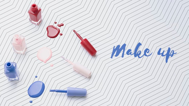 Free Flat Lay Of Nail Polish Mock-Up Psd