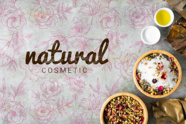 Free Flat Lay Of Natural Skincare Cosmetics Psd