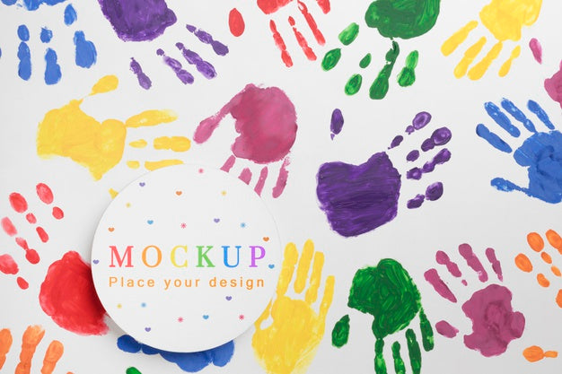 Free Flat Lay Of Rainbow Colored Palms For Diversity Psd