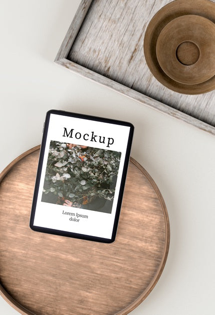 Free Flat Lay Of Wooden Trays With Bowls Psd