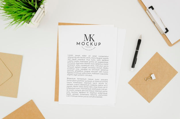 Free Flat Lay Stationery Mock-Up And Envelopes Psd