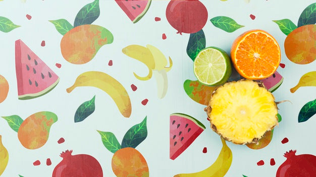 Free Flat Lay Summer Mockup With Copyspace And Fruits Psd