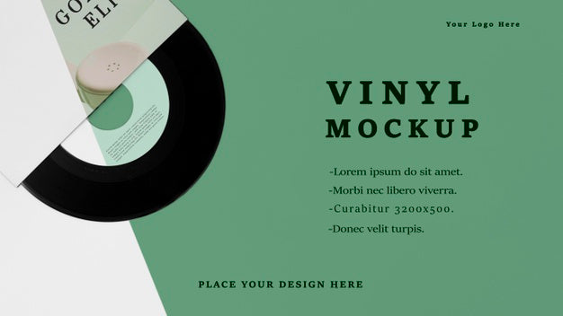 Free Flat Lay Vinyl Records Mock-Up Arrangement Psd