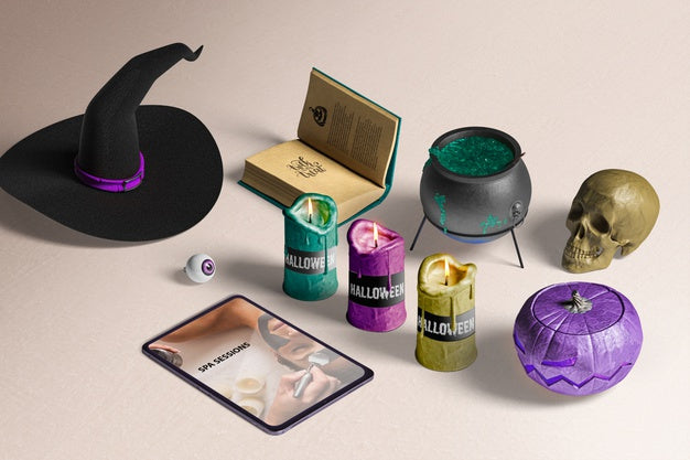 Free Flay Lay Of Halloween Concept Mock-Up Psd