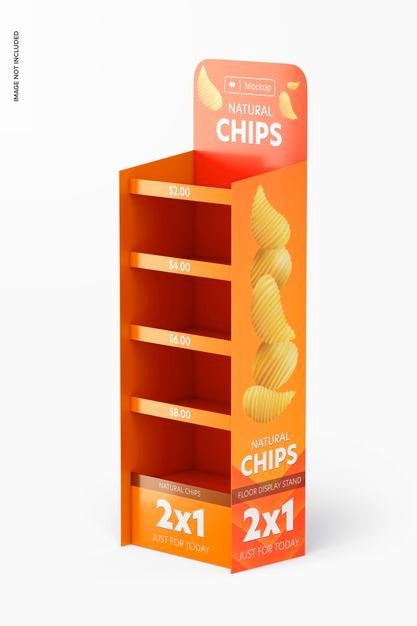 Free Floor Display Stand Mockup, Right View Psd