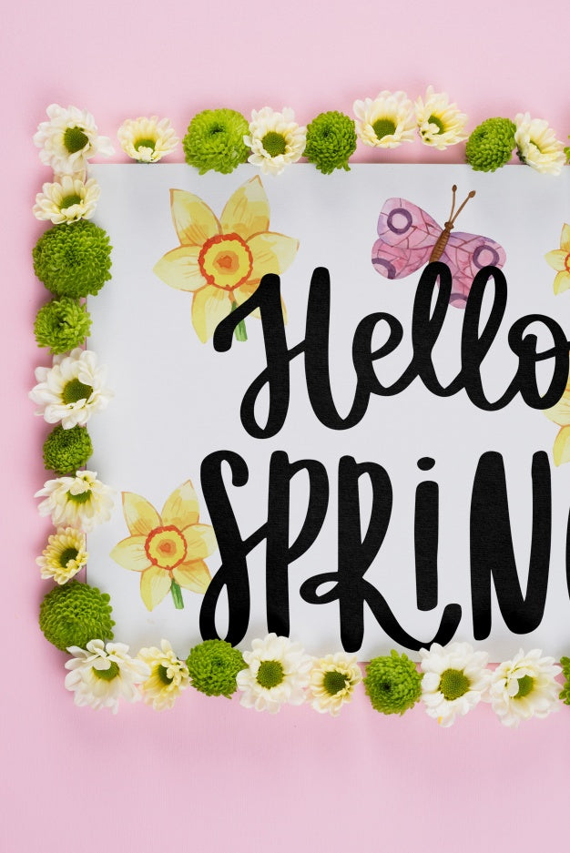 Free Floral Frame Composition For Spring Psd