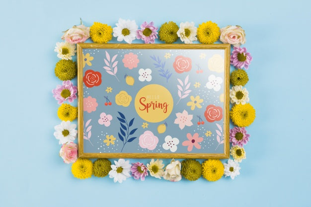 Free Floral Frame Composition For Spring Psd