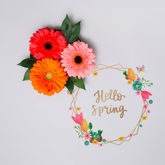 Free Floral Frame Mockup For Spring Psd