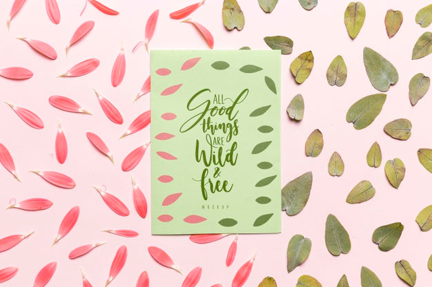 Free Floral Mock-Up With Inspirational Text Psd