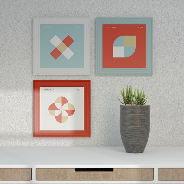 Free Frame And Sofa Mockup In Living Room Psd