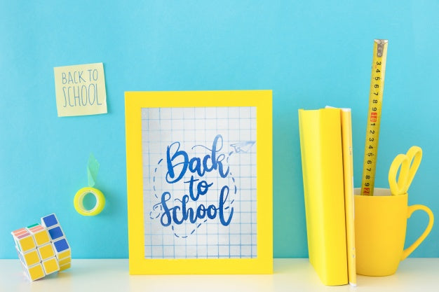 Free Frame Mockup With Back To School Concept Psd