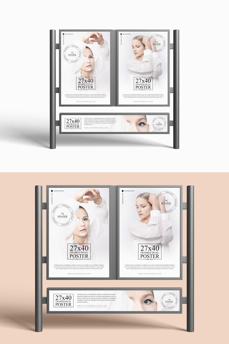 Free Framed Dual Poster Mockup Psd