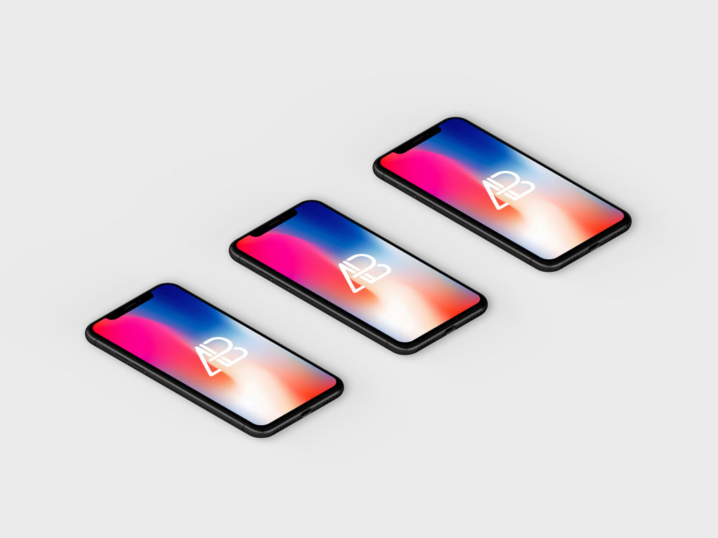 Free Isometric iPhone X Showcase Mockup