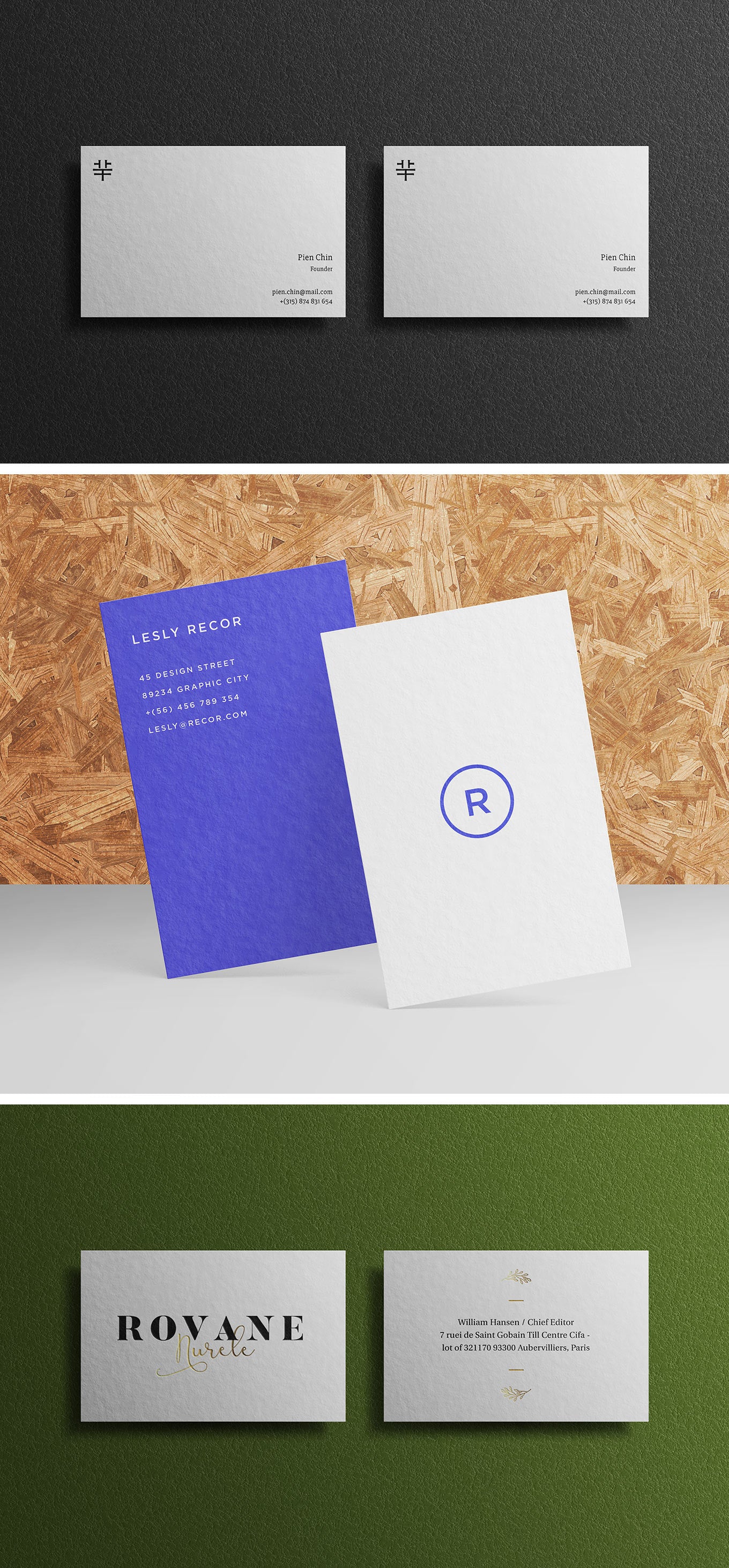 Free Lesly Business Card Photoshop PSD Mockup