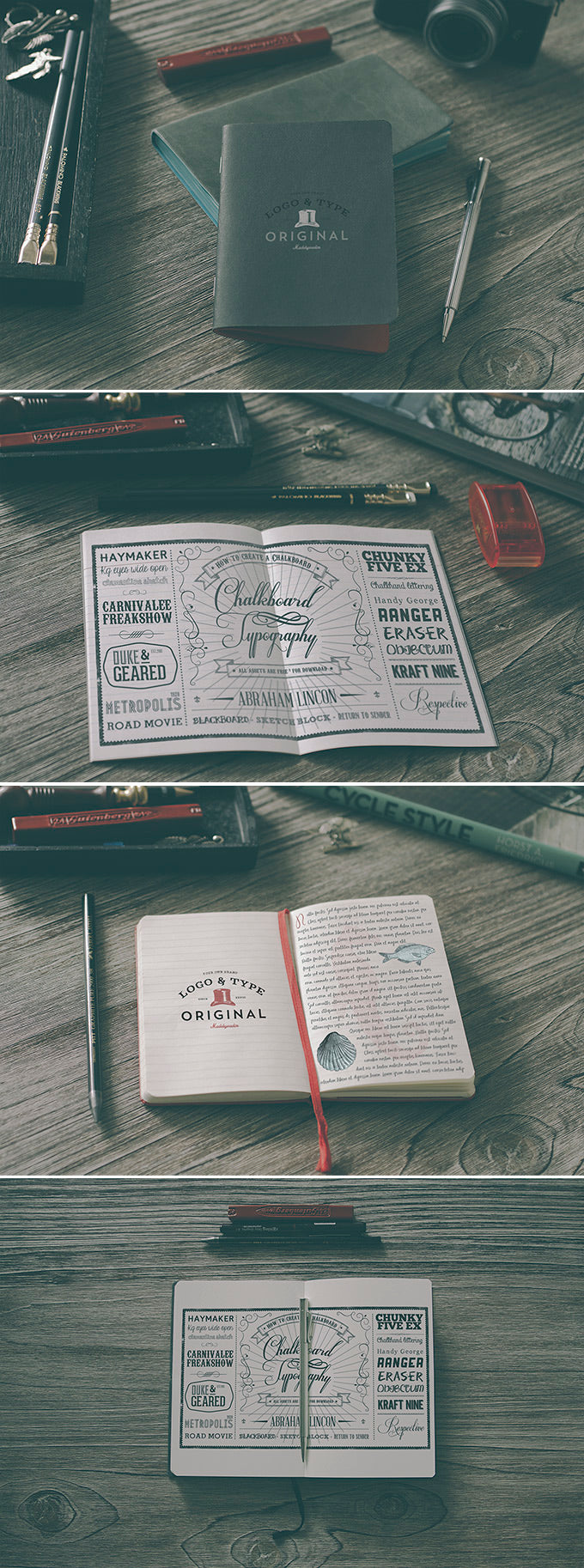 Free 4 Notebook Mockups in Vintage Scenery