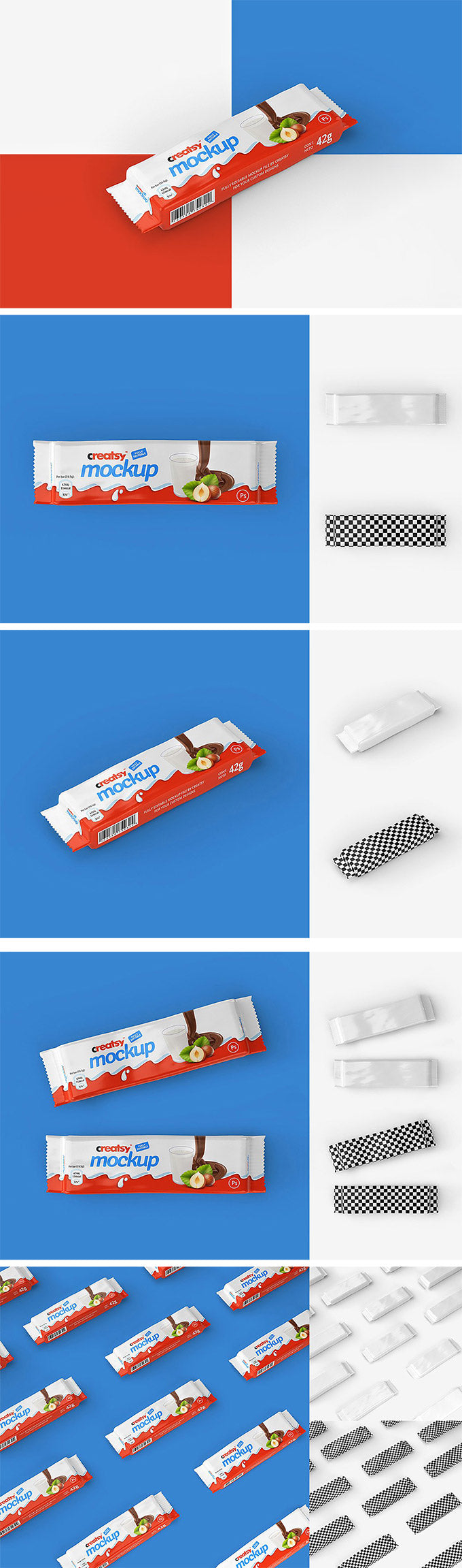 Free Chocolade Bar Package Branding Mockup Set