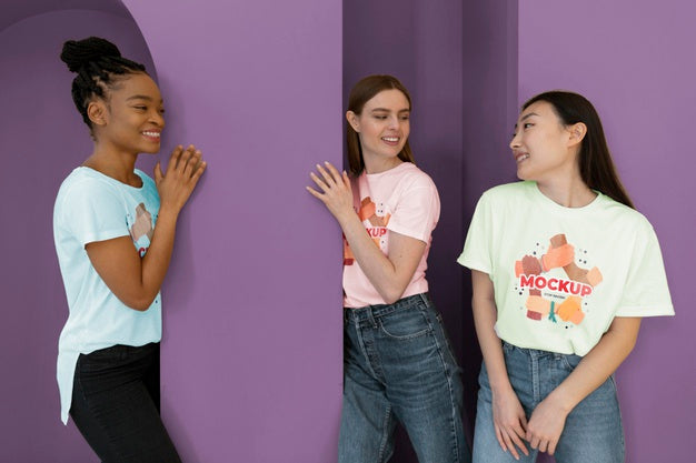 Free Friends Representing The Inclusion Concept With Mock-Up T-Shirts Psd