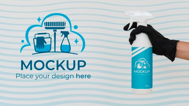 Free Front View Cleaning Product With Mock-Up Packaging Psd