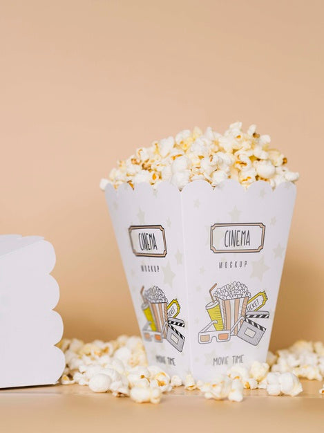 Free Front View Of Cinema Popcorn In Cups Psd