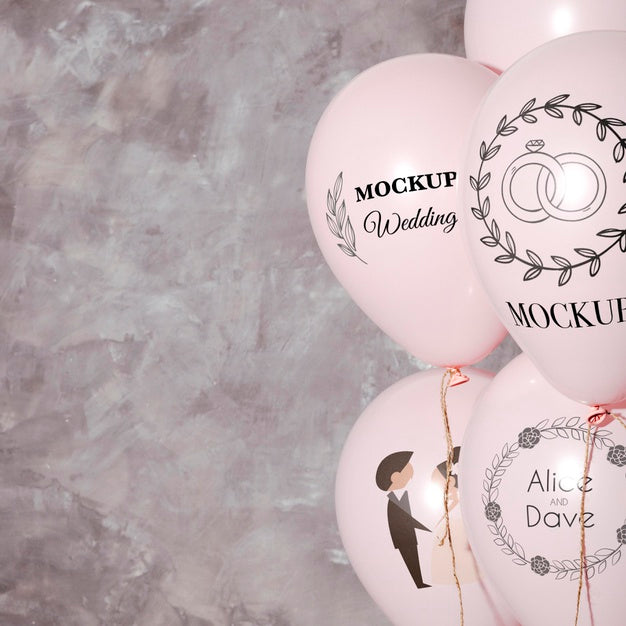Free Front View Of Mock-Up Wedding Balloons With Copy Space Psd