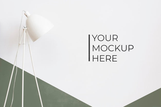 Free Front View Of Wall With Lamp Mock-Up For Interior Decoration Psd