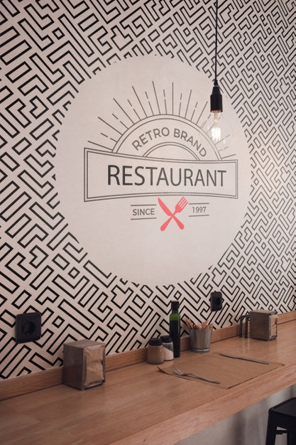 Free Front View Retro Brand Restaurant Wallpaper Psd
