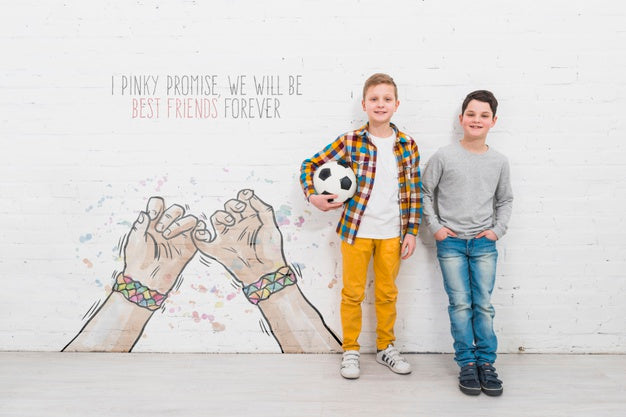 Free Full Shot Boys With Football Ball Outdoors Psd