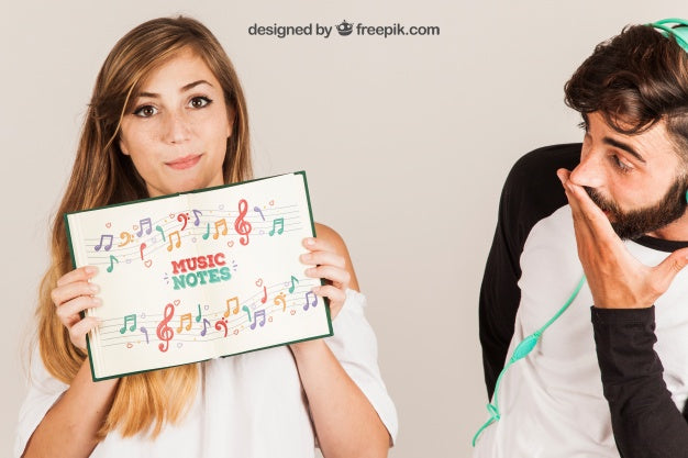 Free Funny Couple Showing Book Psd