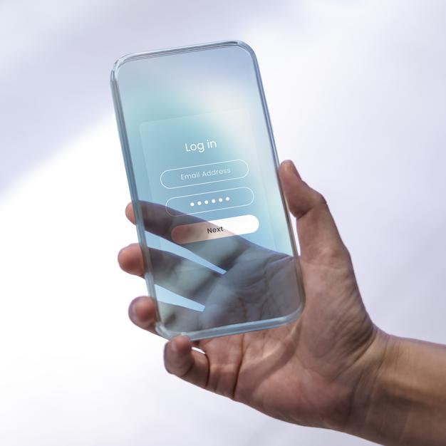 Free Futuristic Transparente Phone Screen Mockup Psd