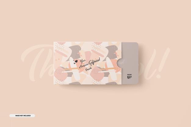 Free Gift Card Mockup With Card Holder Psd