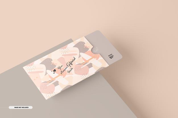 Free Gift Card Mockup With Card Holder Psd