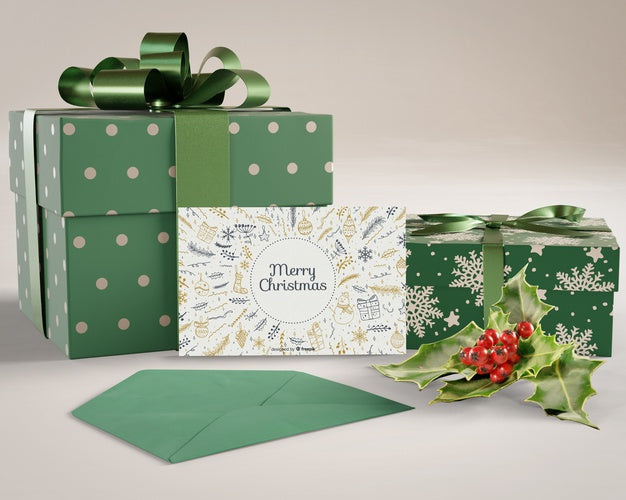 Free Gifts And Christmas Card Prepared Psd