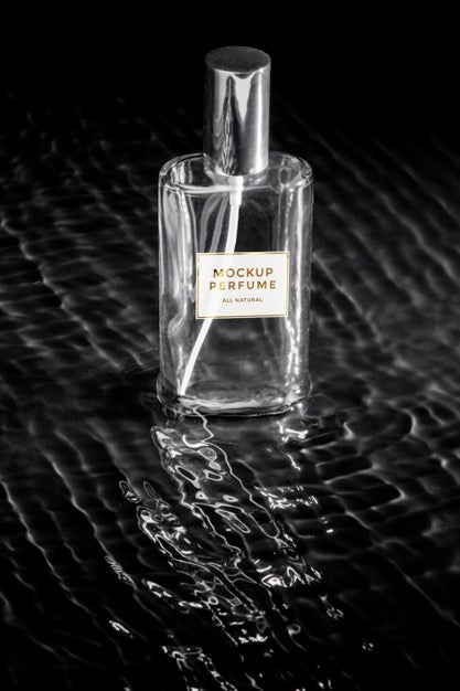 Free Glass Bottle Of Perfume Mock-Up With Clear Water Psd