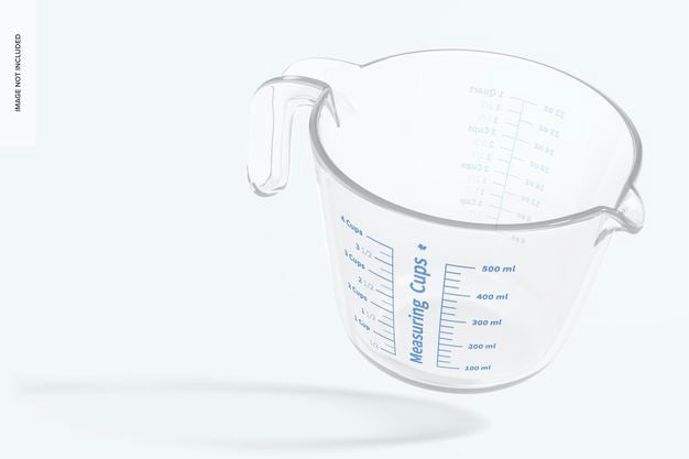 Free Glass Measuring Cup Mockup, Floating Psd
